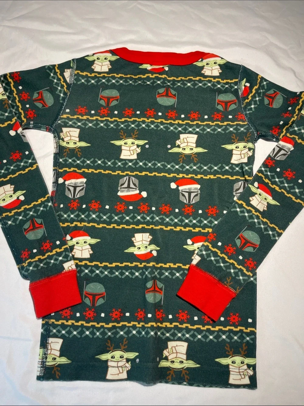 Hanna Andersson Green and Red Star Wars Grogu Holiday Pajama Set